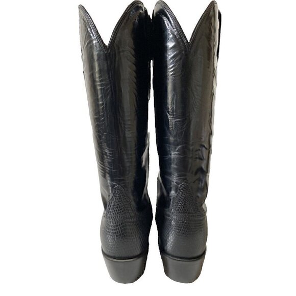 Lucchese Exotic Lizard Boots Mens 9.5 B Black Embroidered Black Tie & Boots Ball - Picture 2 of 16